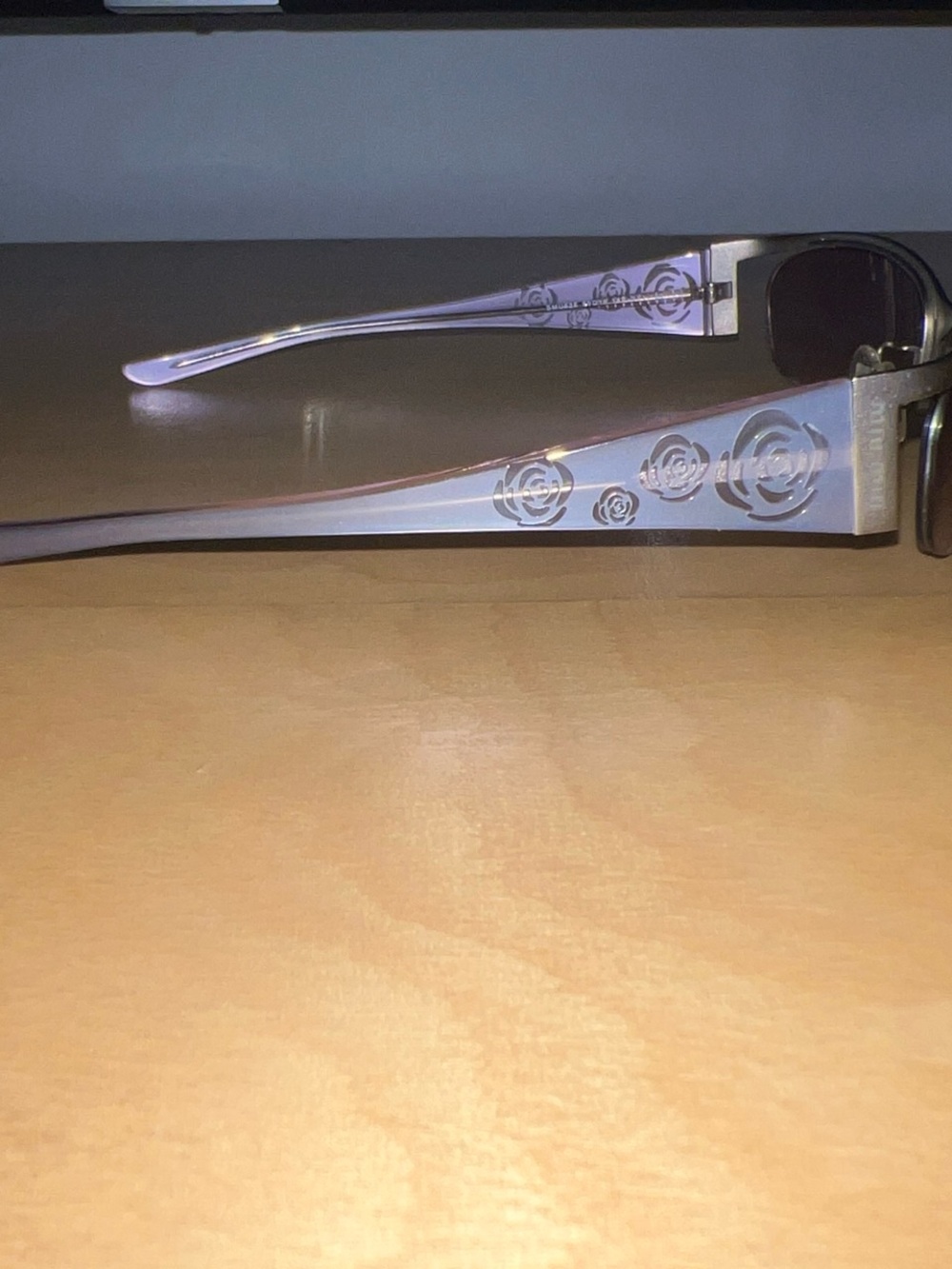Miu Miu Silver Frame Purple Lens Women's Sunglasses
